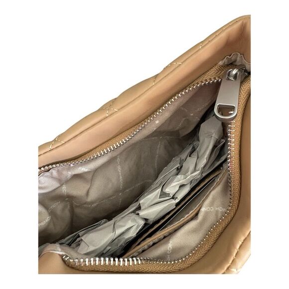 French Connection ELIZA Diamond Quilted with Metallic Chain Dual Handles Latte - Picture 8 of 9